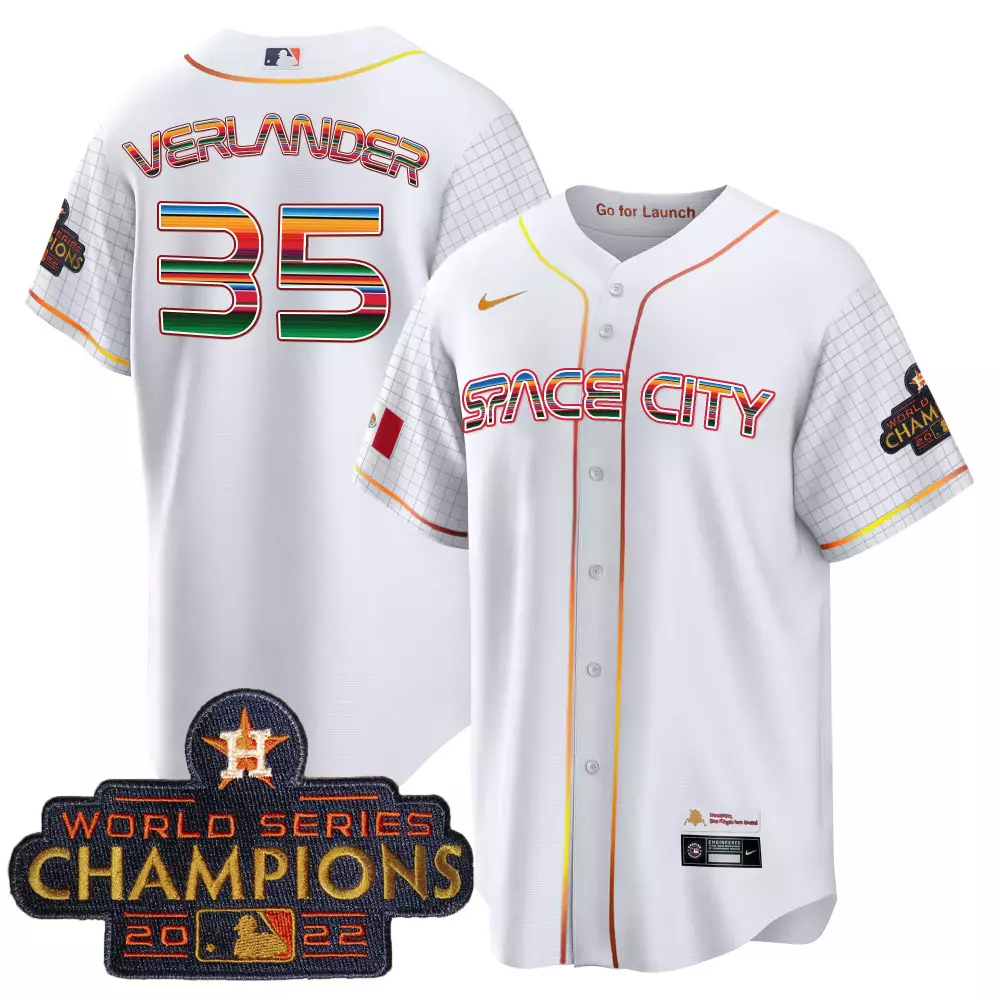 Justin Verlander 35 Astros Jersey White City Connect World Series Champions 2022