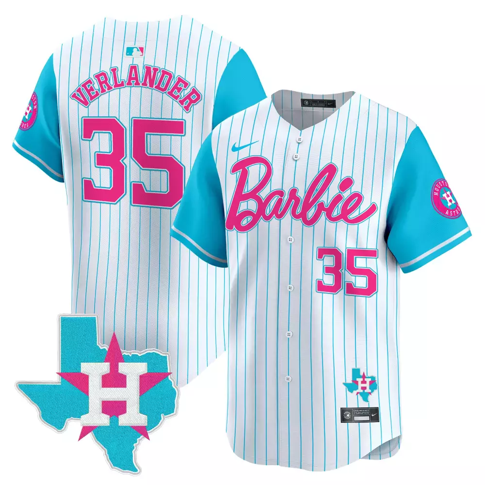 Justin Verlander 35 Jersey White Barbie Houston Astros Texas Outline 2023 Men Alternate