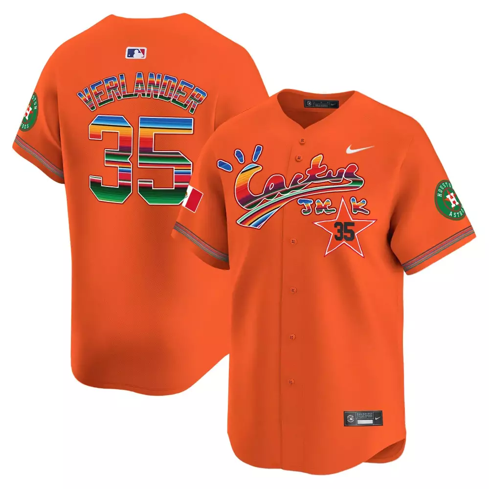 Justin Verlander 35 Jersey Orange Cactus Jack Houston Astros Men Alternate Green