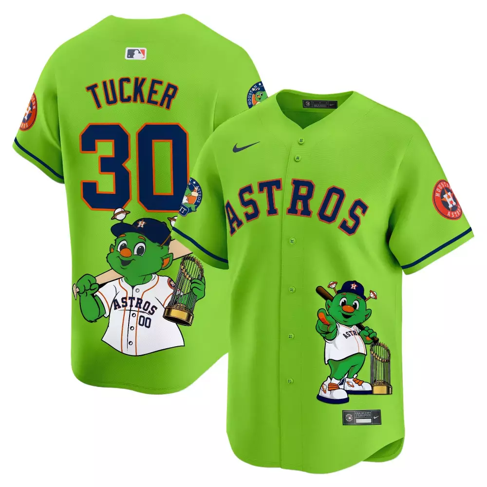 Kyle Tucker 30 Astros Jersey Lime Green Orbit City Connect Houston Navy Blue Orange