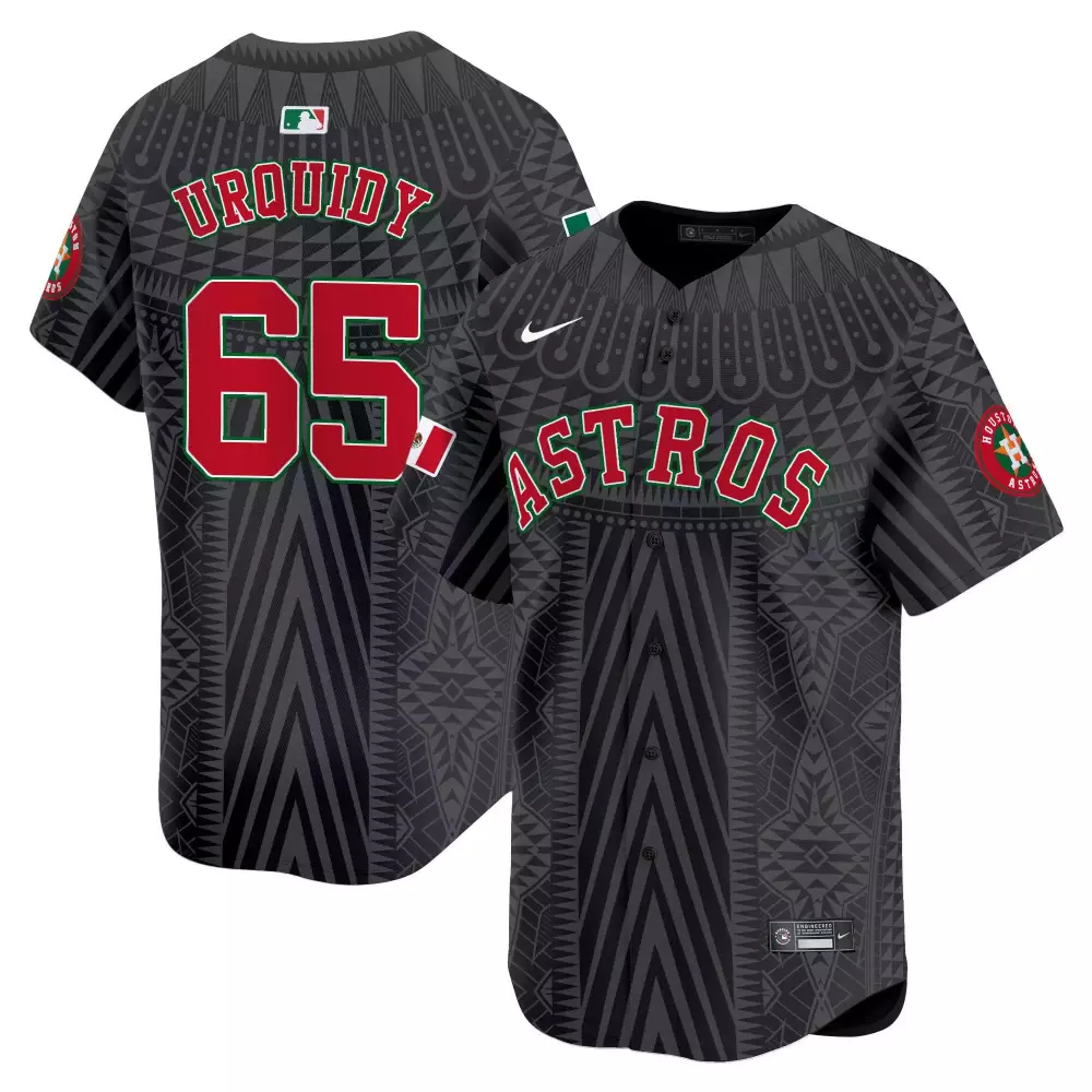Jose Urquidy 65 Astros Jersey Black Copa De LA Diversión Men Custom Design Red Green