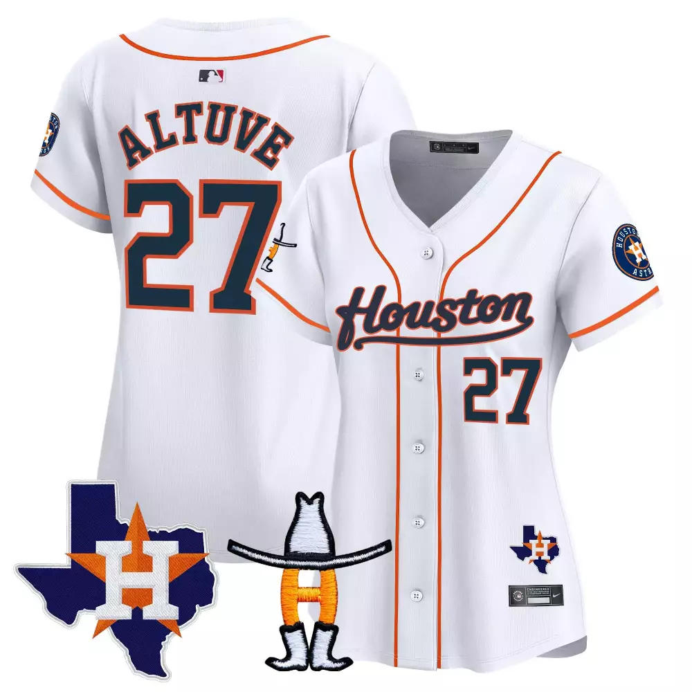 Jose Altuve 27 Houston Astros Jersey White City Connect Texas Map Star Women Custom Design