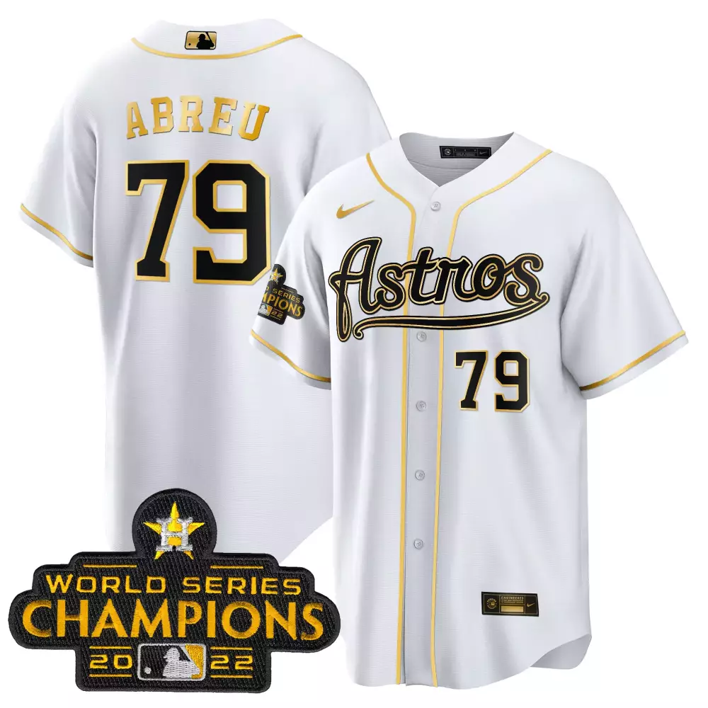 Jose Abreu 79 Astros Jersey White World Series Champions 2022 Men Alternate Gold