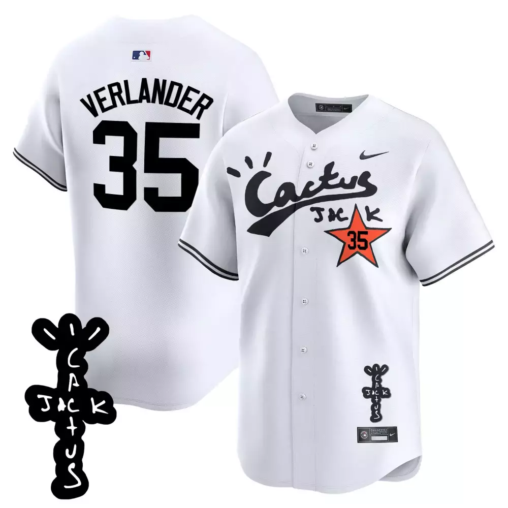 Justin Verlander 35 Jersey White Cactus Jack Houston Astros Men Black Vapor Premier