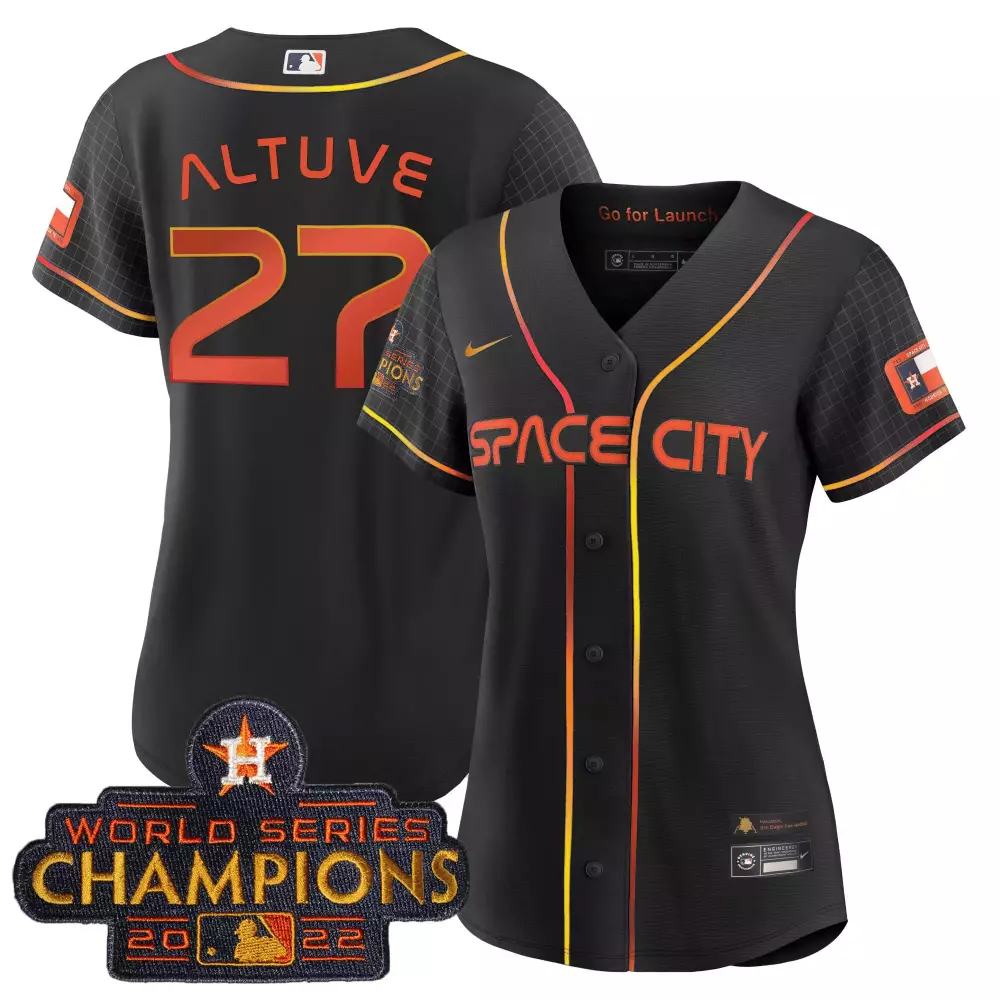 Jose Altuve 27 Houston Astros Jersey Black Space City World Series Champions 2022
