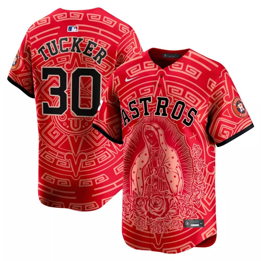 Kyle Tucker 30 Astros Jersey Red Guadalupe Houston Men Custom Design Orange Black