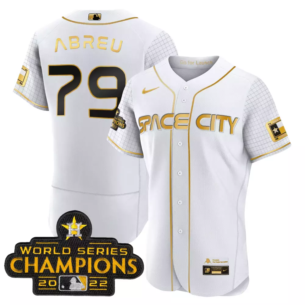 Jose Abreu 79 Houston Astros Jersey White Space City World Series Champions 2022