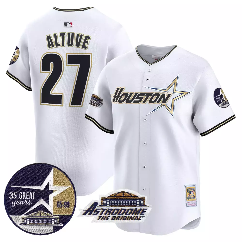 Jose Altuve 27 Houston Astros Jersey White Astrodome Original 35 Great Years Men