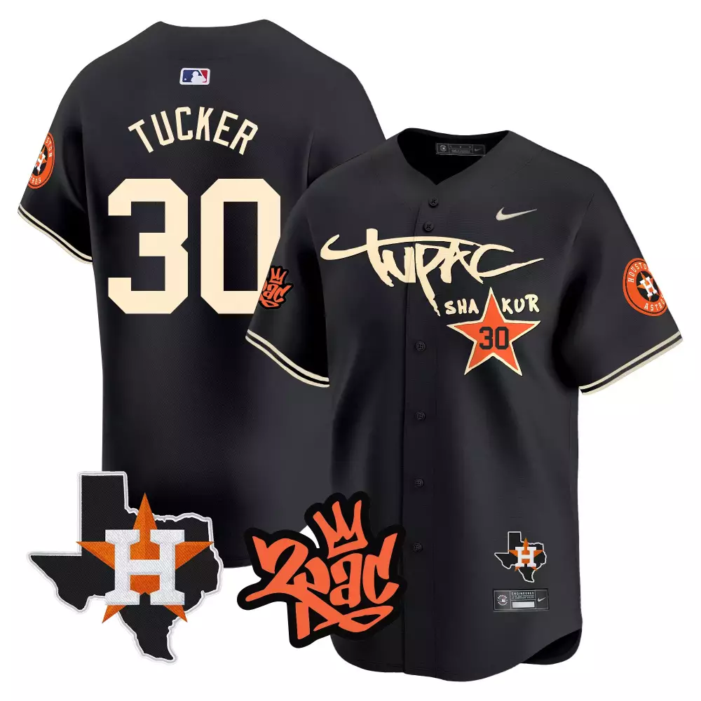 Kyle Tucker 30 Houston Astros Jersey Black Tupac Shakur Texas Outline Road To... 2023