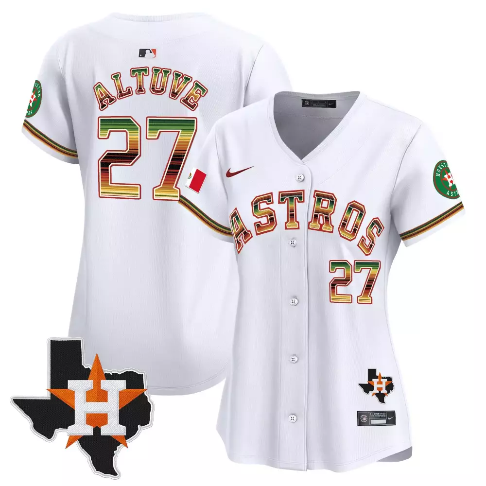 Jose Altuve 27 Astros Jersey White City Connect Mexico Flag Texas 2023 Women Split Design