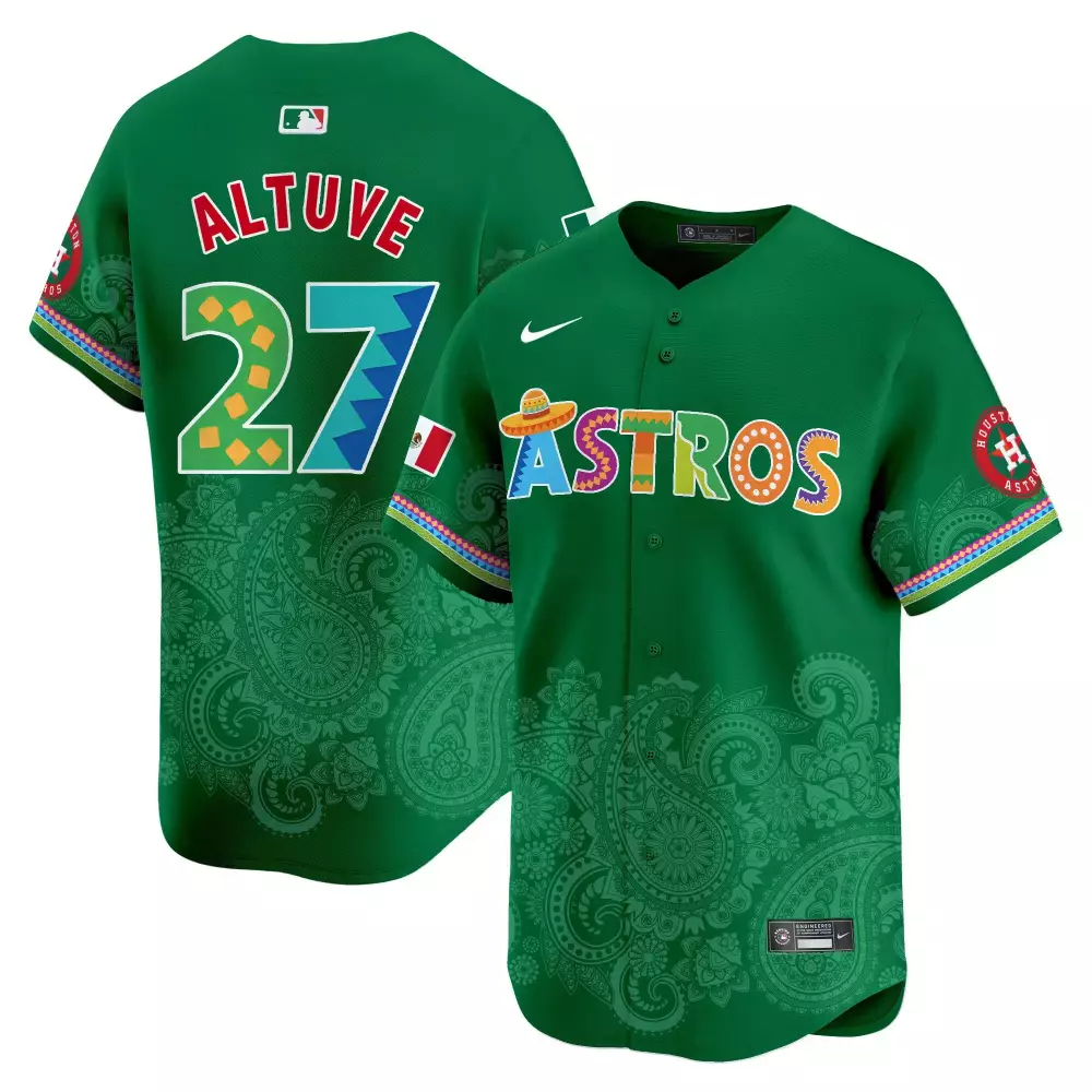 Jose Altuve 27 Houston Astros Jersey Green Cinco De Mayo Men Alternate Custom Design