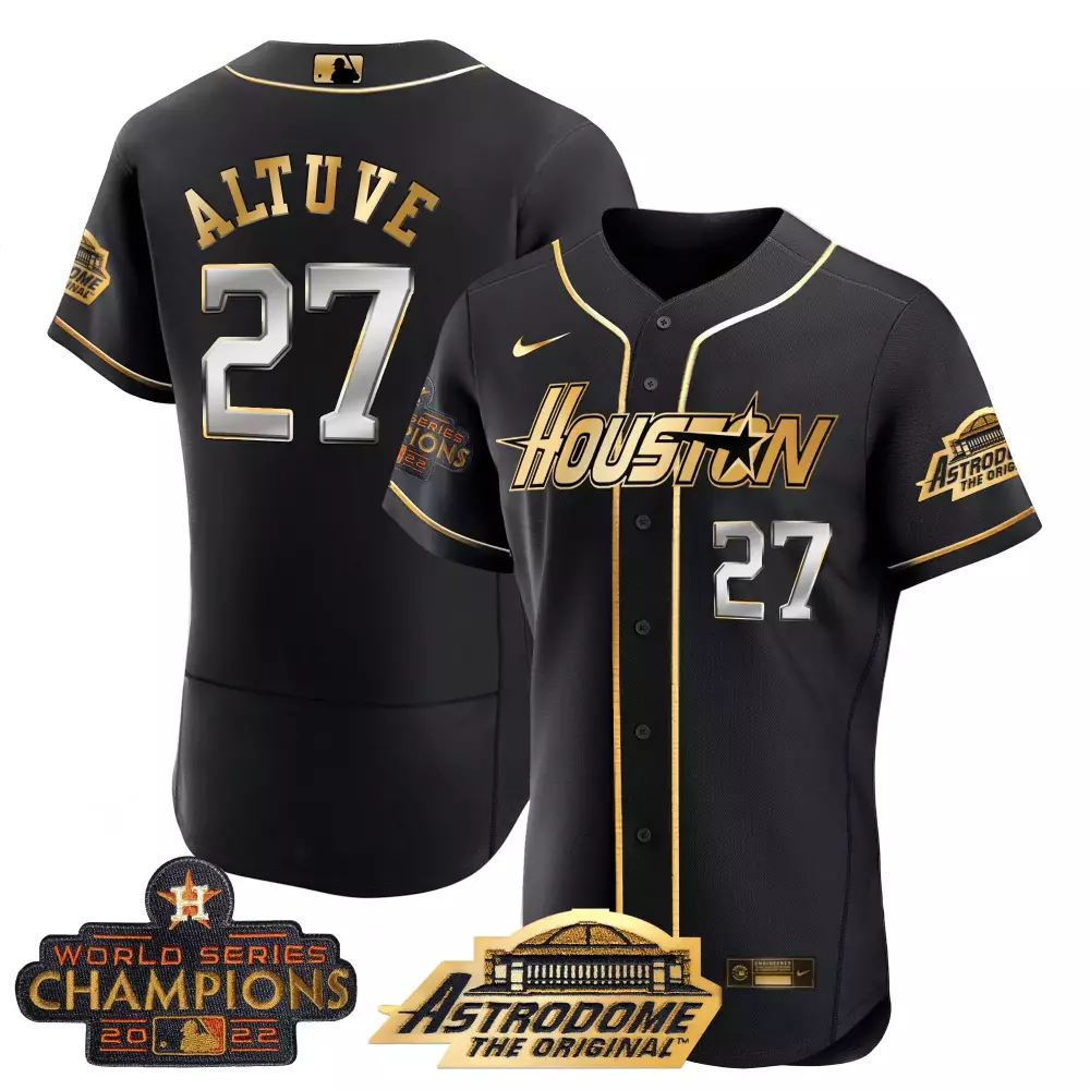Jose Altuve 27 Houston Astros Jersey Black World Series Champions 2022 Astrodome Original