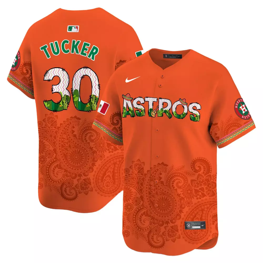 Kyle Tucker 30 Astros Jersey Orange Cinco De Mayo Mexico Flag Men City Connect Custom Design