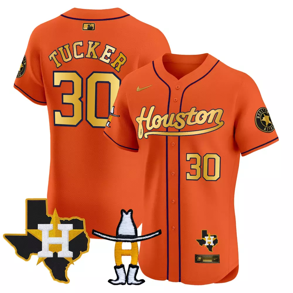 Kyle Tucker 30 Houston Astros Jersey Orange City Connect Star Texas Cowboy Hat Men