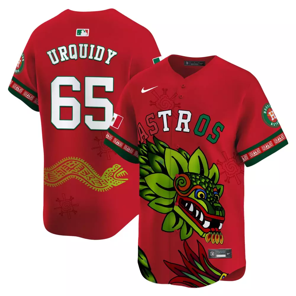 Jose Urquidy 65 Astros Jersey Red City Connect Houston Men Custom Design Green White