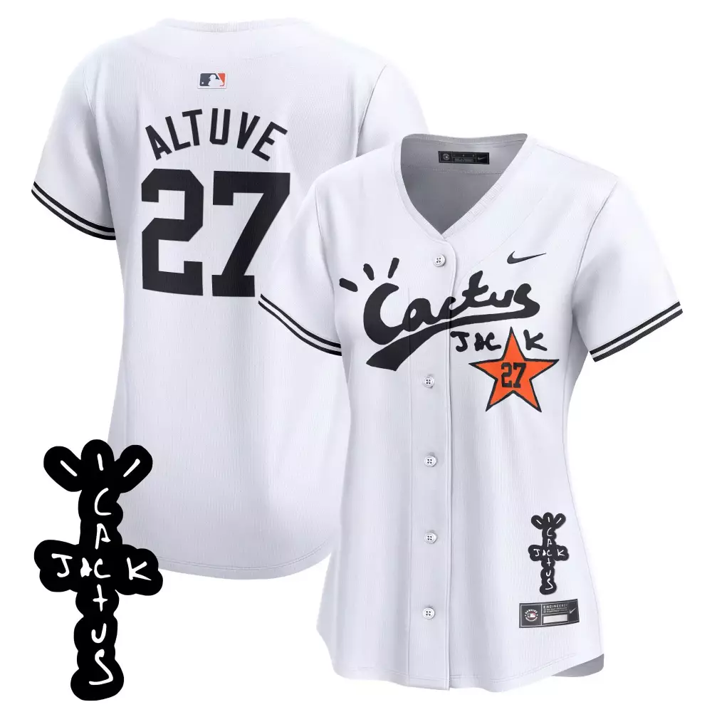 Jose Altuve 27 Houston Astros Jersey White Cactus Jack Men Black Vapor Premier Limited