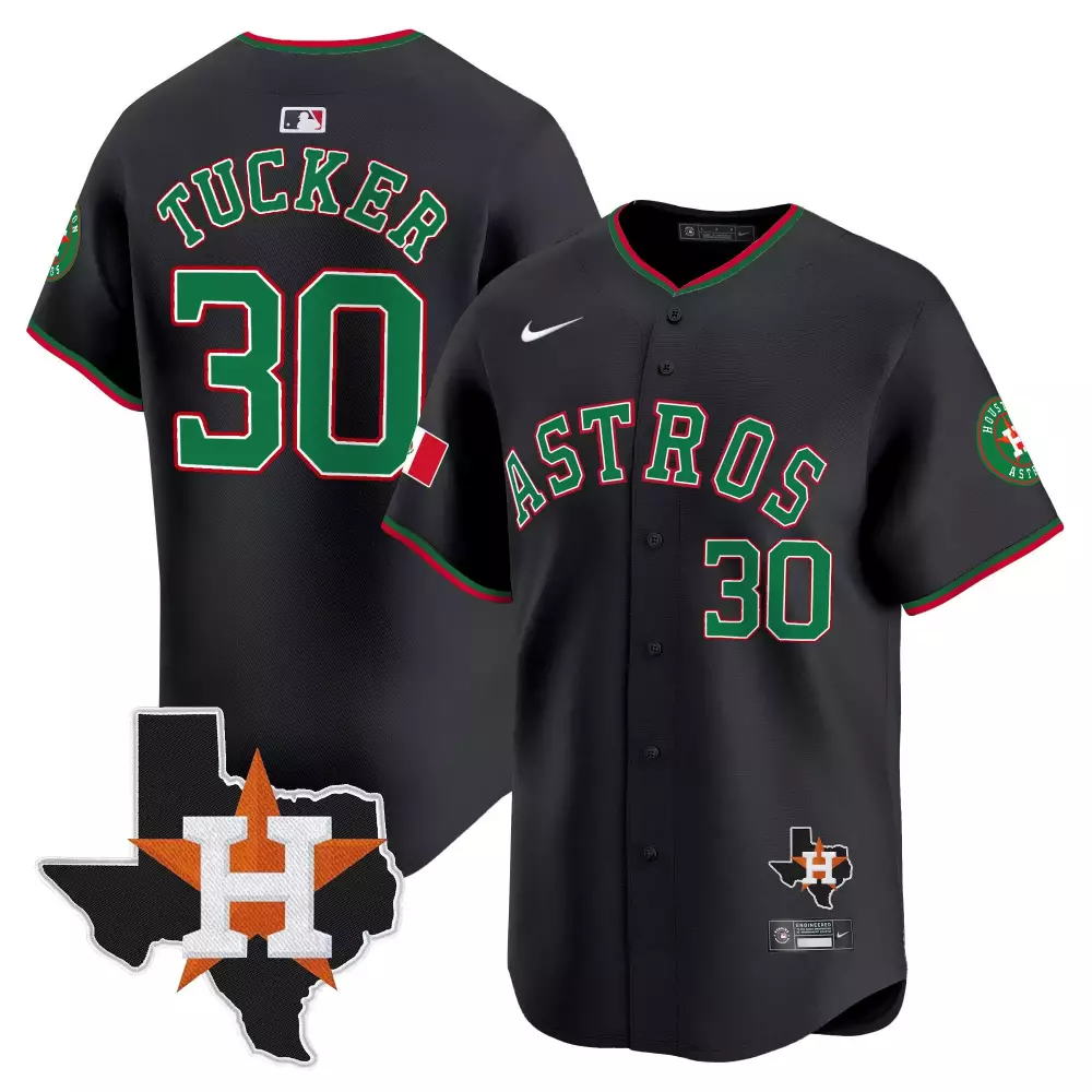 Kyle Tucker 30 Astros Jersey Black City Connect Houston Texas Map Circular Men Green