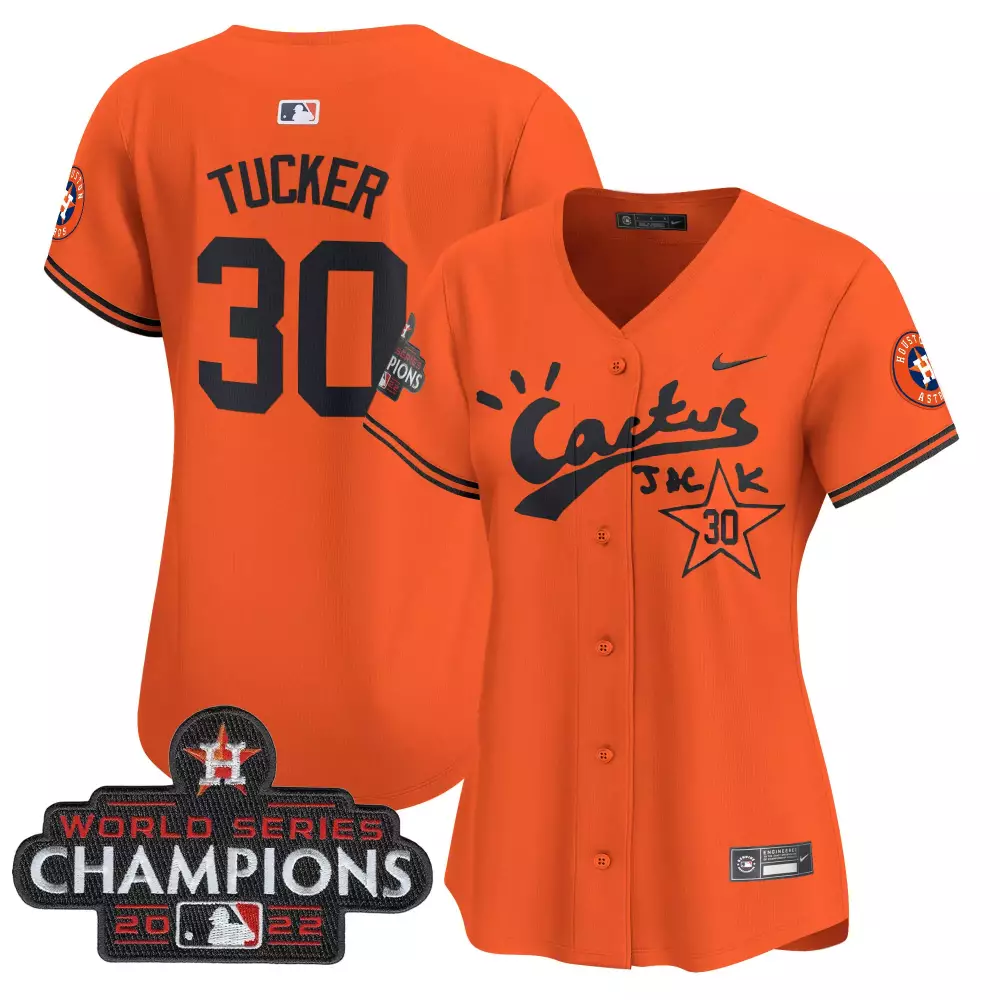 Kyle Tucker 30 Houston Astros Jersey Orange Cactus Jack World Series Champions 2022