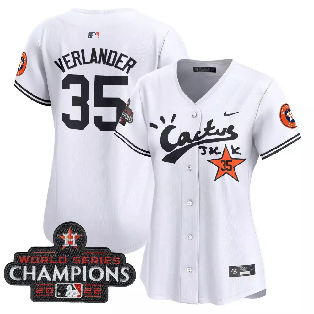 Justin Verlander 35 Jersey White Cactus Jack Houston Astros World Series Champions 2022