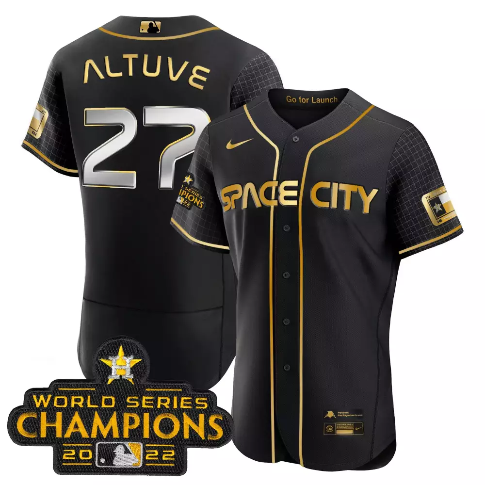 Jose Altuve 27 Houston Astros Jersey Black Space City World Series Champions 2022