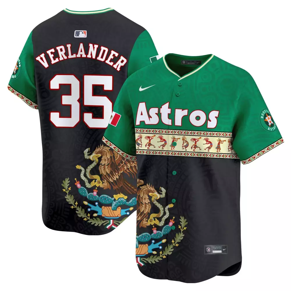 Justin Verlander 35 Astros Jersey Green Mexico National Team Houston Men Alternate
