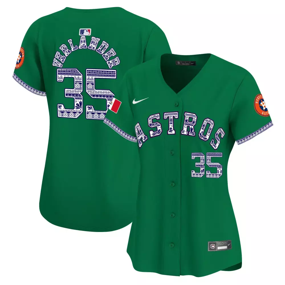 Justin Verlander 35 Astros Jersey Green Men Split Design White Blue Vapor Premier