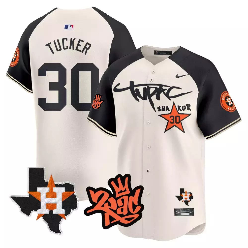 Kyle Tucker 30 Houston Astros Jersey White Tupac Shakur Men Black Orange Alternate