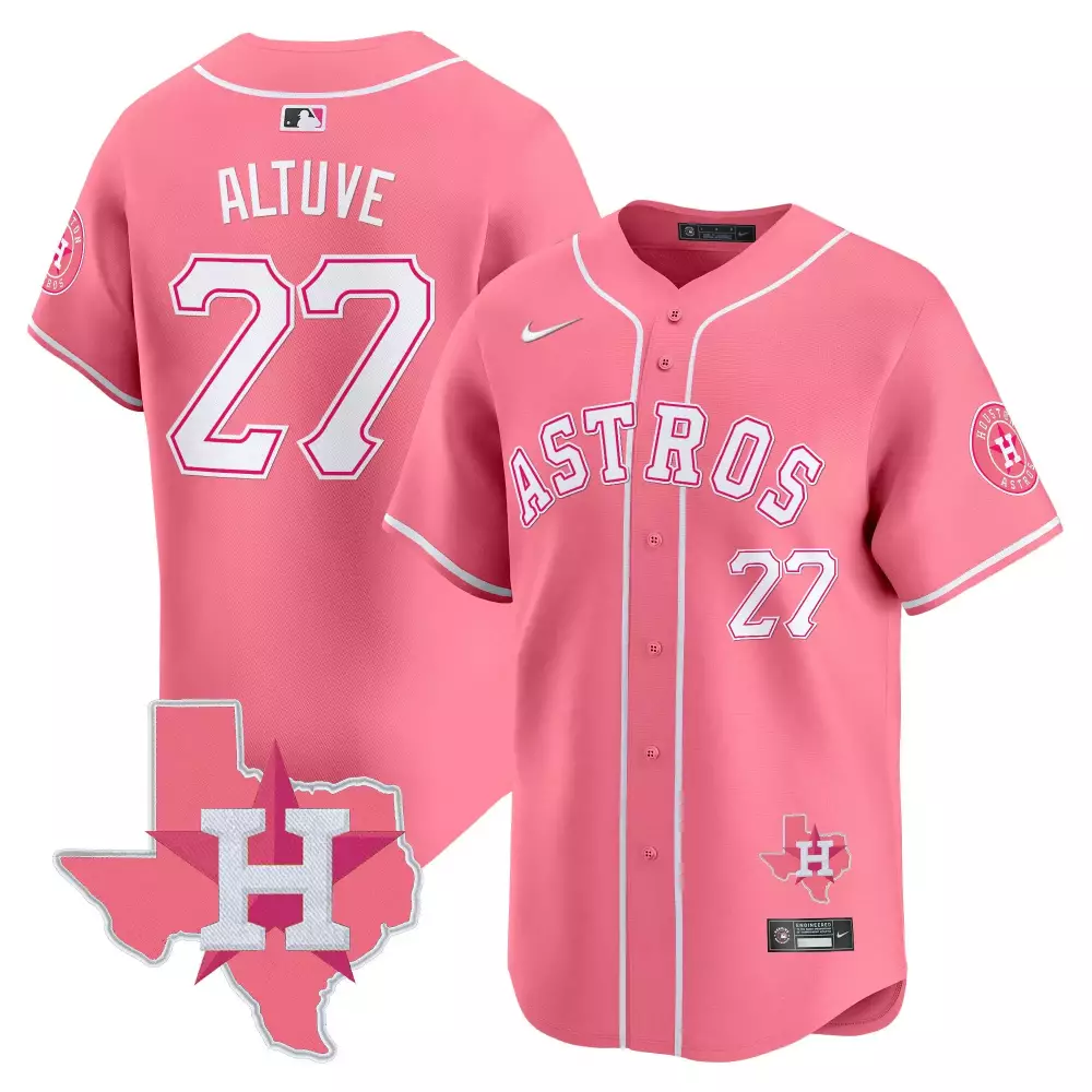 Jose Altuve 27 Astros Jersey Pink Houston Texas State Men White Unisex Vapor Premier