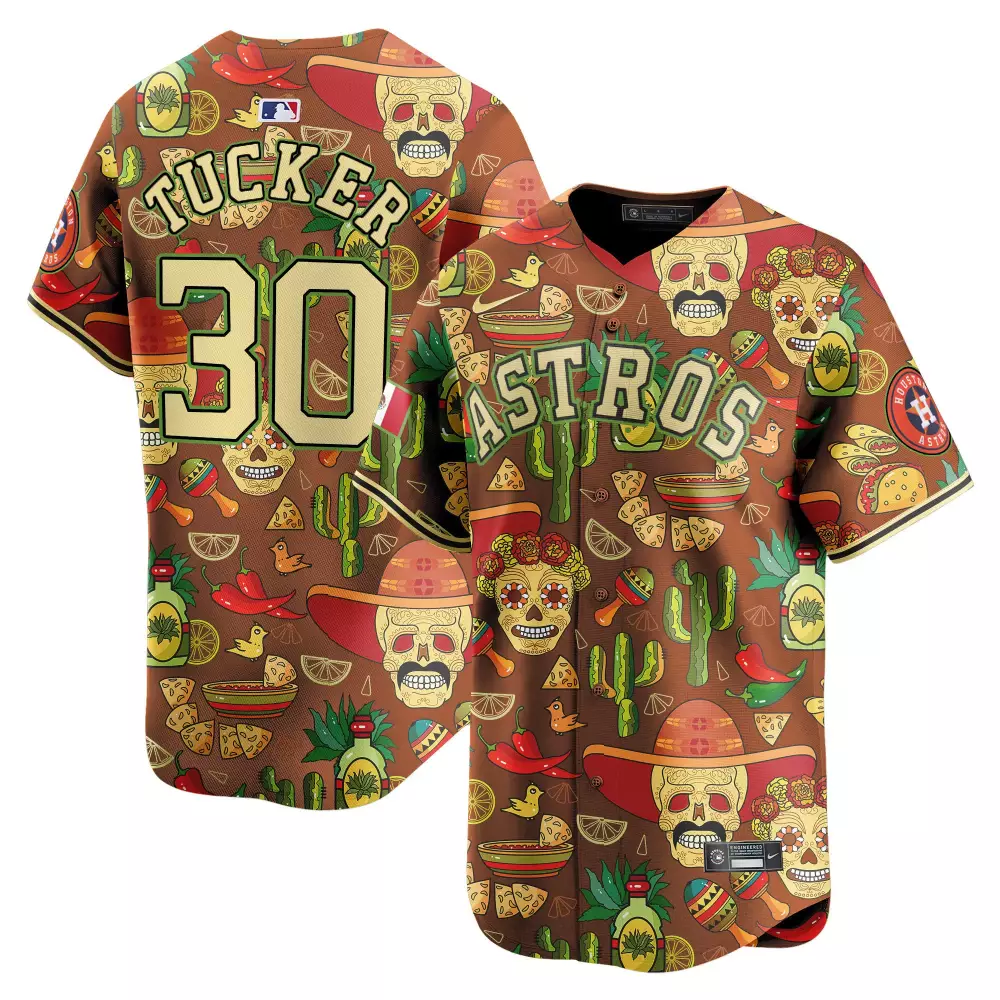 Kyle Tucker 30 Astros Jersey Brown Men Custom Design Gold Green Red Yellow White