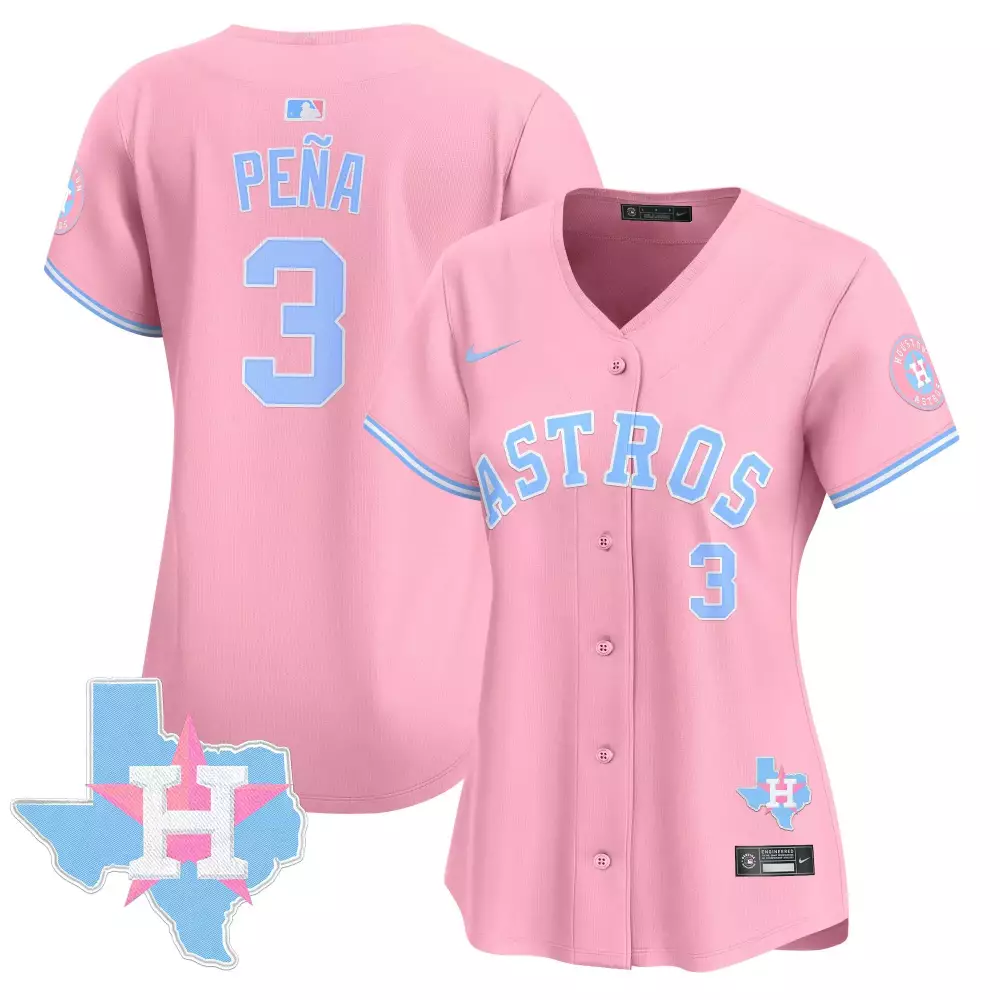 Jeremy Pena 3 Astros Jersey Pink Breast Cancer Awareness Houston Texas Map Women