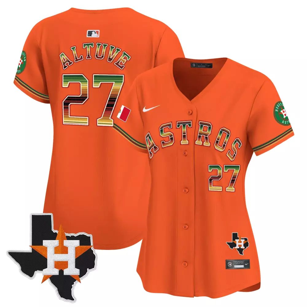 Jose Altuve 27 Astros Jersey Orange City Connect Houston Texas Men Alternate Custom Design