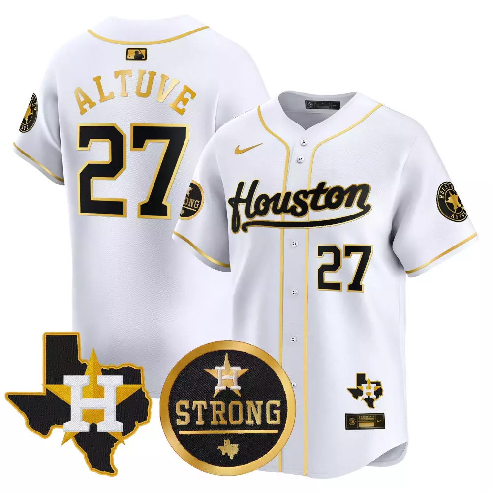 Jose Altuve 27 Houston Astros Jersey White City Connect Strong 2022 Men Gold Black