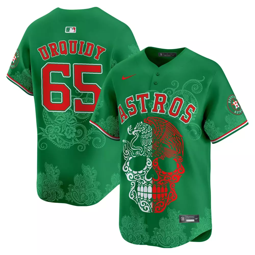 Orquidy 65 Astros Jersey Green Day Of The Dead Custom Design Red White Vapor Limited
