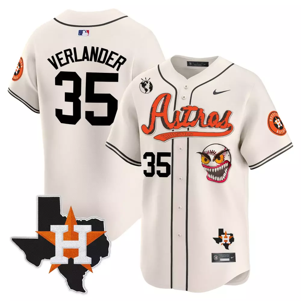 Justin Verlander 35 Astros Jersey Cream City Connect Houston Texas Outline 2023 Men