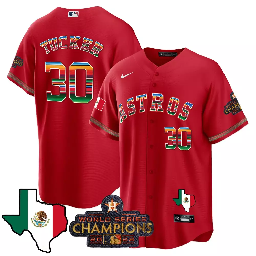 Kyle Tucker 30 Astros Jersey Red City Connect World Series Champions 2022 Mexican Flag