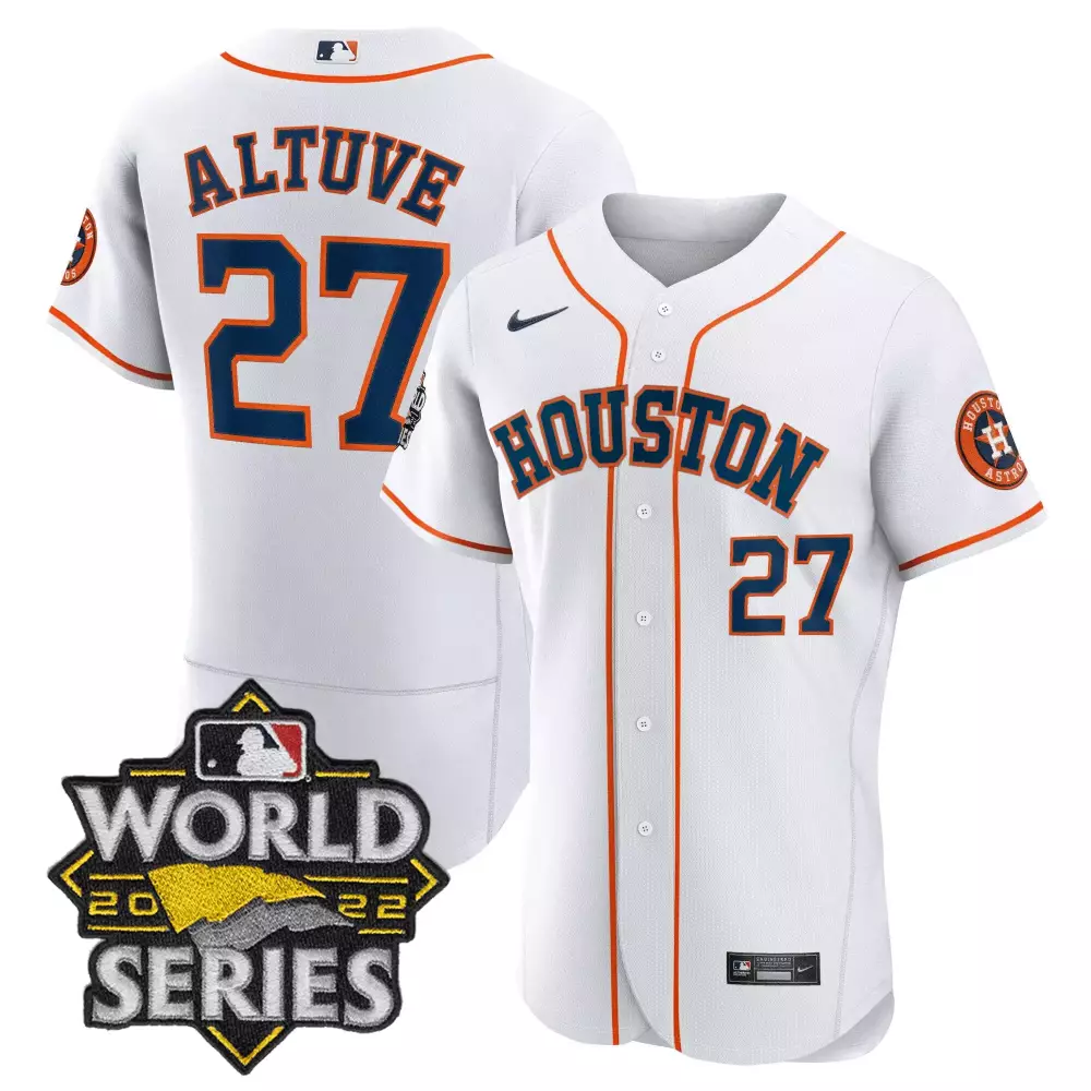 Jose Altuve 27 Houston Astros Jersey White World Series 2022 Men Orange Navy Blue