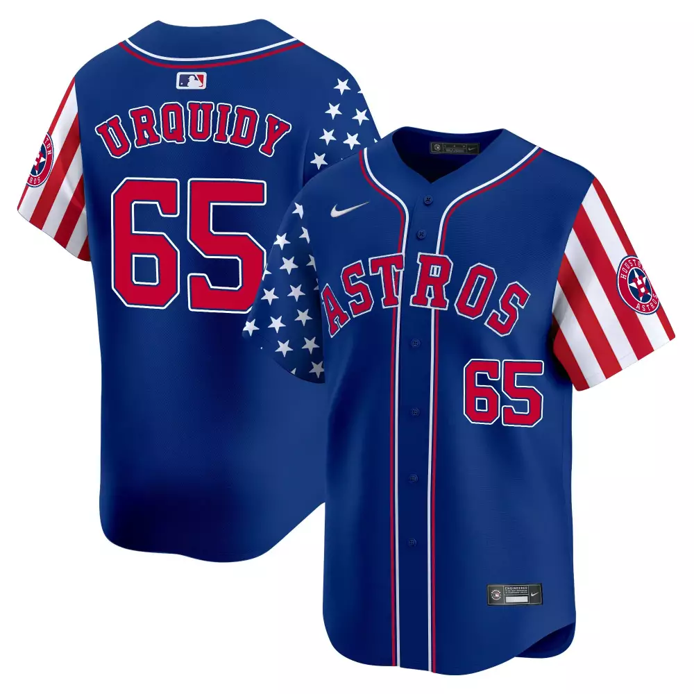 Jose Urquidy 65 Astros Jersey Blue Men Custom Design Red White Vapor Premier Limited