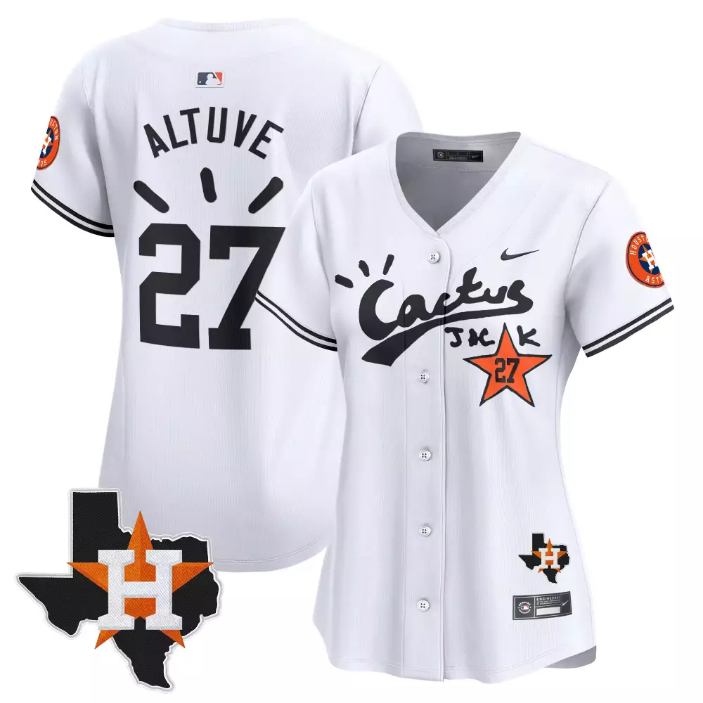 Jose Altuve 27 Houston Astros Jersey White Cactus Jack Texas Men Black Orange All
