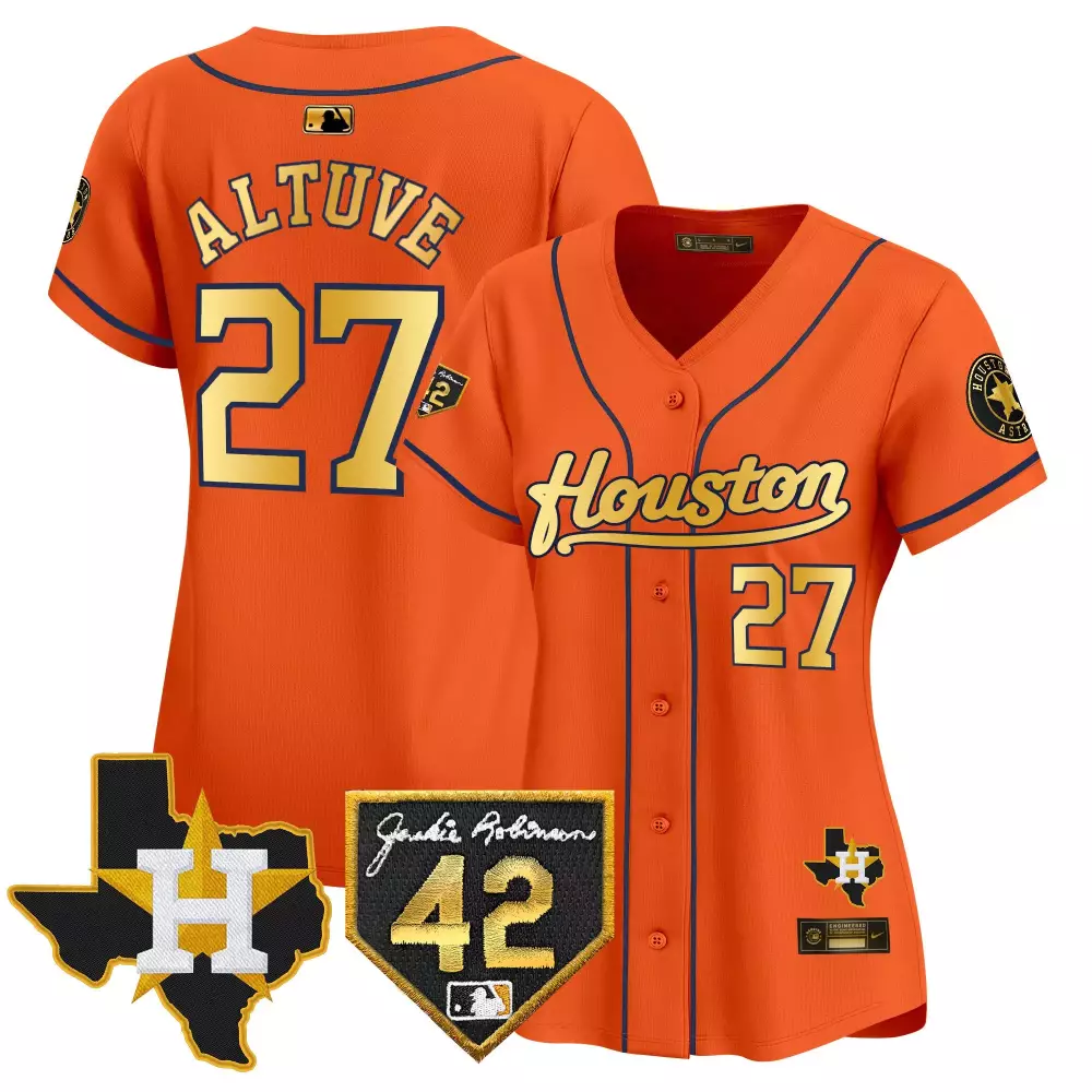 Altuve 27 Houston Astros Jersey Orange Texas Jackie Robinson 42 Navy Blue Gold Vapor