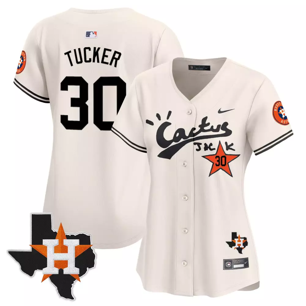 Kyle Tucker 30 Houston Astros Jersey Cream Cactus Jack Texas State Women Black Orange