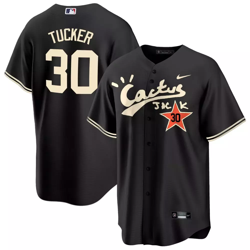 Kyle Tucker 30 Houston Astros Jersey Black Men Cream Orange Stitched