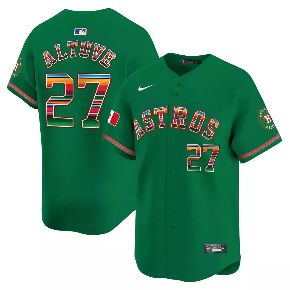 Jose Altuve 27 Astros Jersey Green Cinco De Mayo 2023 Men City Connect Custom Design
