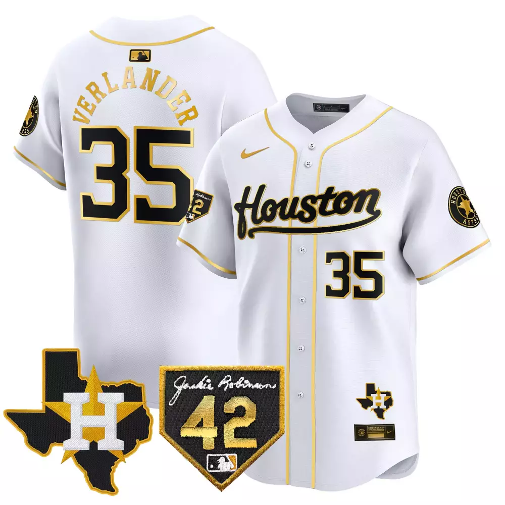 Justin Verlander 35 Jersey White City Connect Houston Astros Star Jackie Robinson 42
