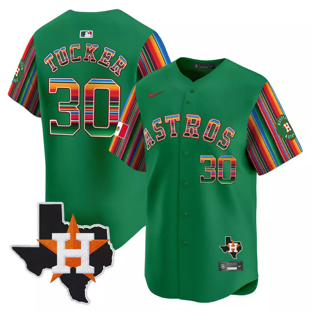 Kyle Tucker 30 Astros Jersey Green Men Split Design Orange White Black Red Yellow
