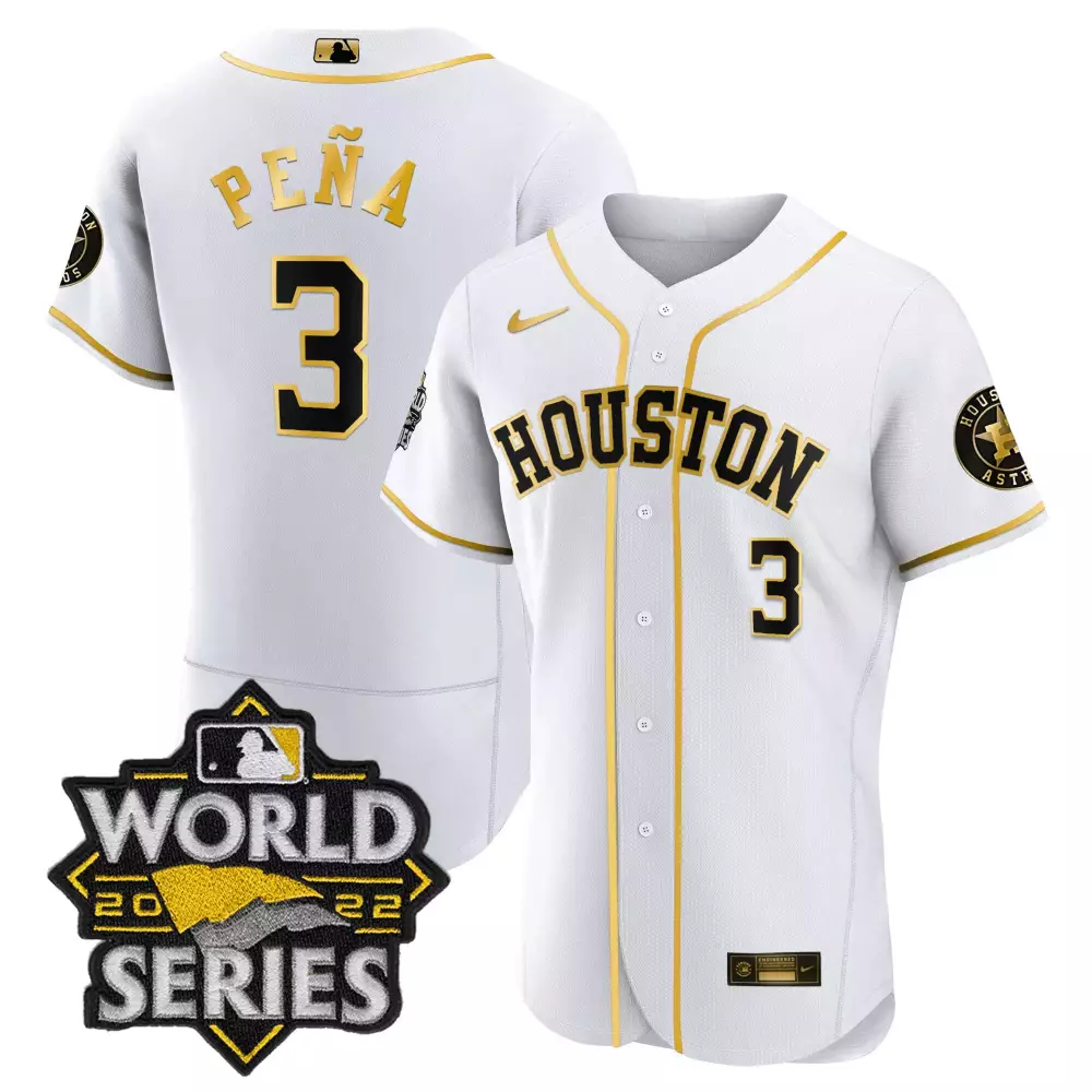 Jos Pea 3 Houston Astros Jersey White World Series 2022 Men Alternate Gold Black