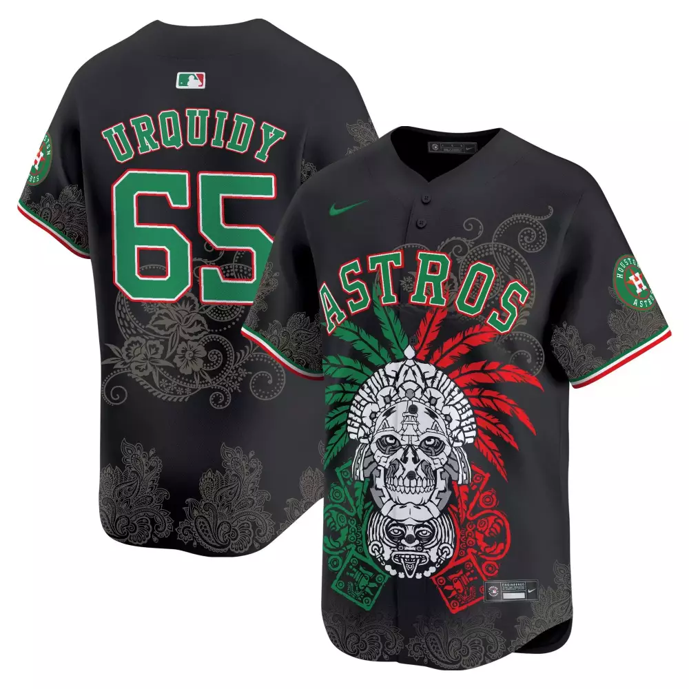 Jose Urquidy 65 Astros Jersey Black Houston City Connect Men Custom Design Green