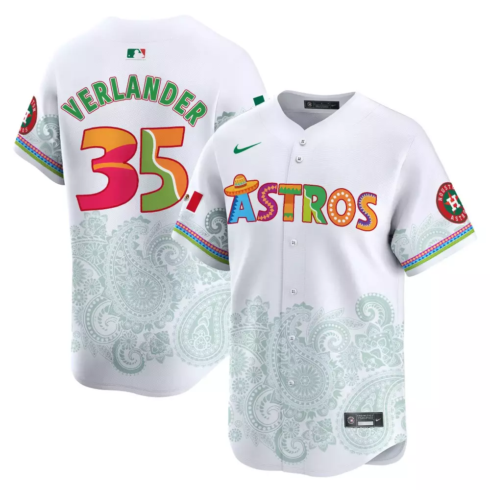 Justin Verlander 35 Astros Jersey White Cinco De Mayo Houston Men Alternate Custom Design