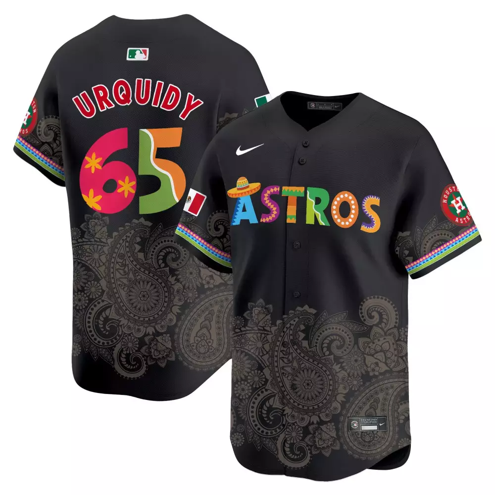 Jose Urquidy 65 Astros Jersey Black Cinco De Mayo Mexico Flag Men Custom Design Red