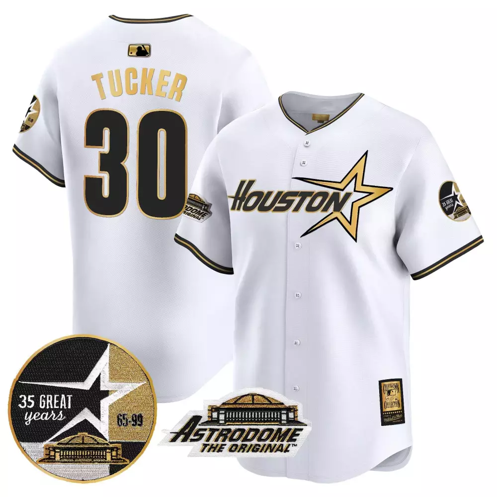 Kyle Tucker 30 Houston Astros Jersey White Astrodome Original Collectible Men Gold
