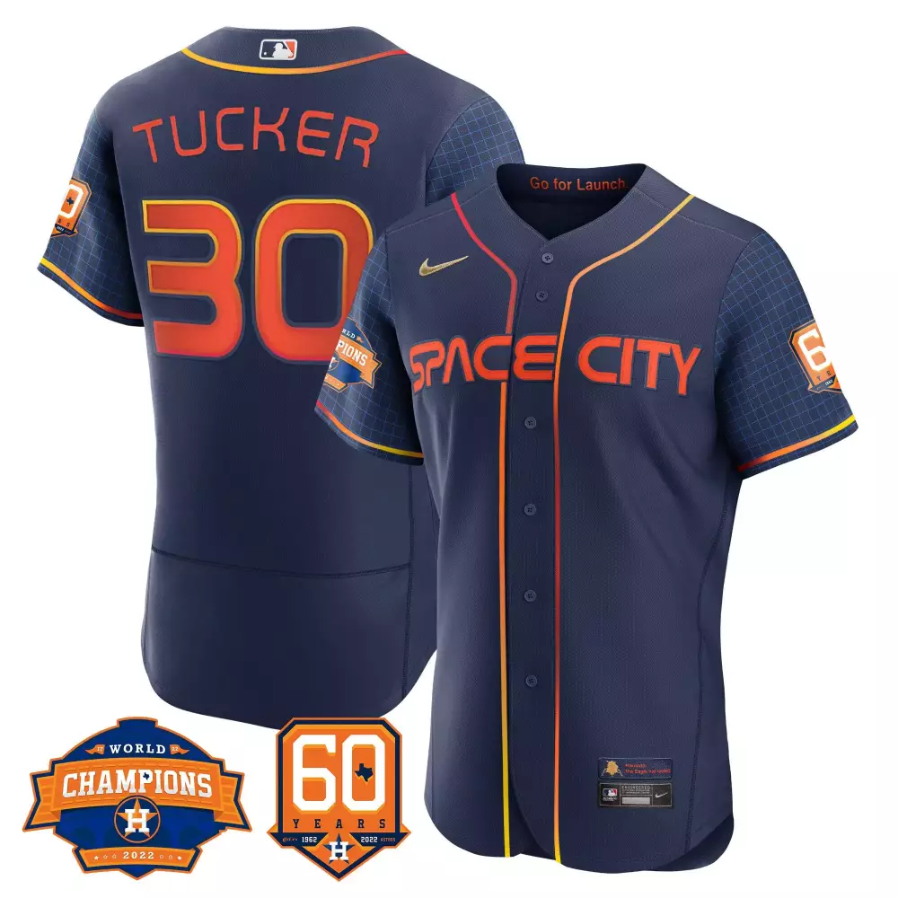 Kyle Tucker 30 Houston Astros Jersey Navy Space City World Champions 2022 60 Years 1962-2022